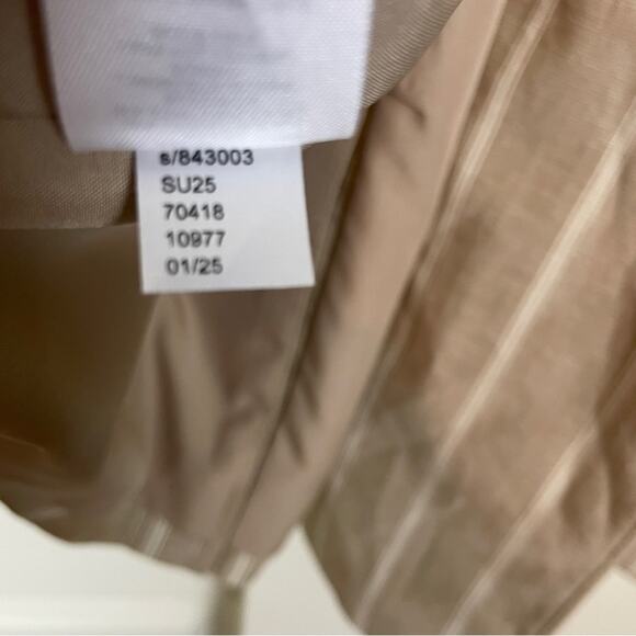 Ann Taylor Pinstriped Double Breasted Tan Linen Blend Blazer Lined NWT - Picture 11 of 11